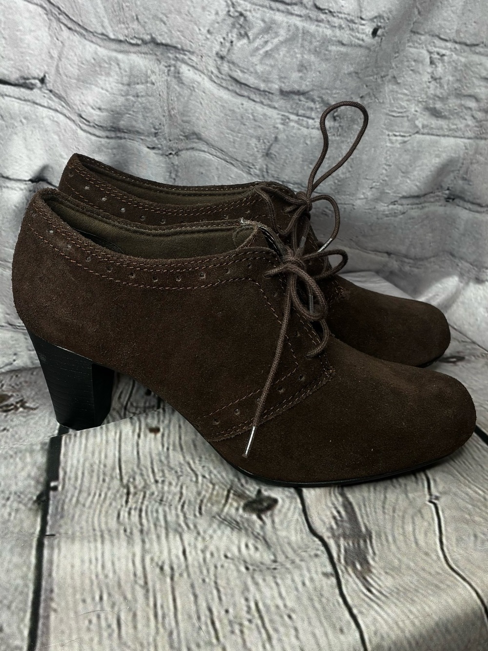 Dark Academia Retro Collegiate Chocolate Brown Suede Whimsigoth Heeled Oxfords 9